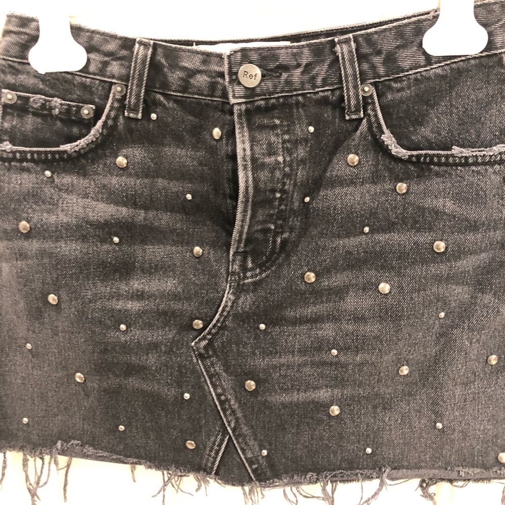 Reformation black denim mini skirt